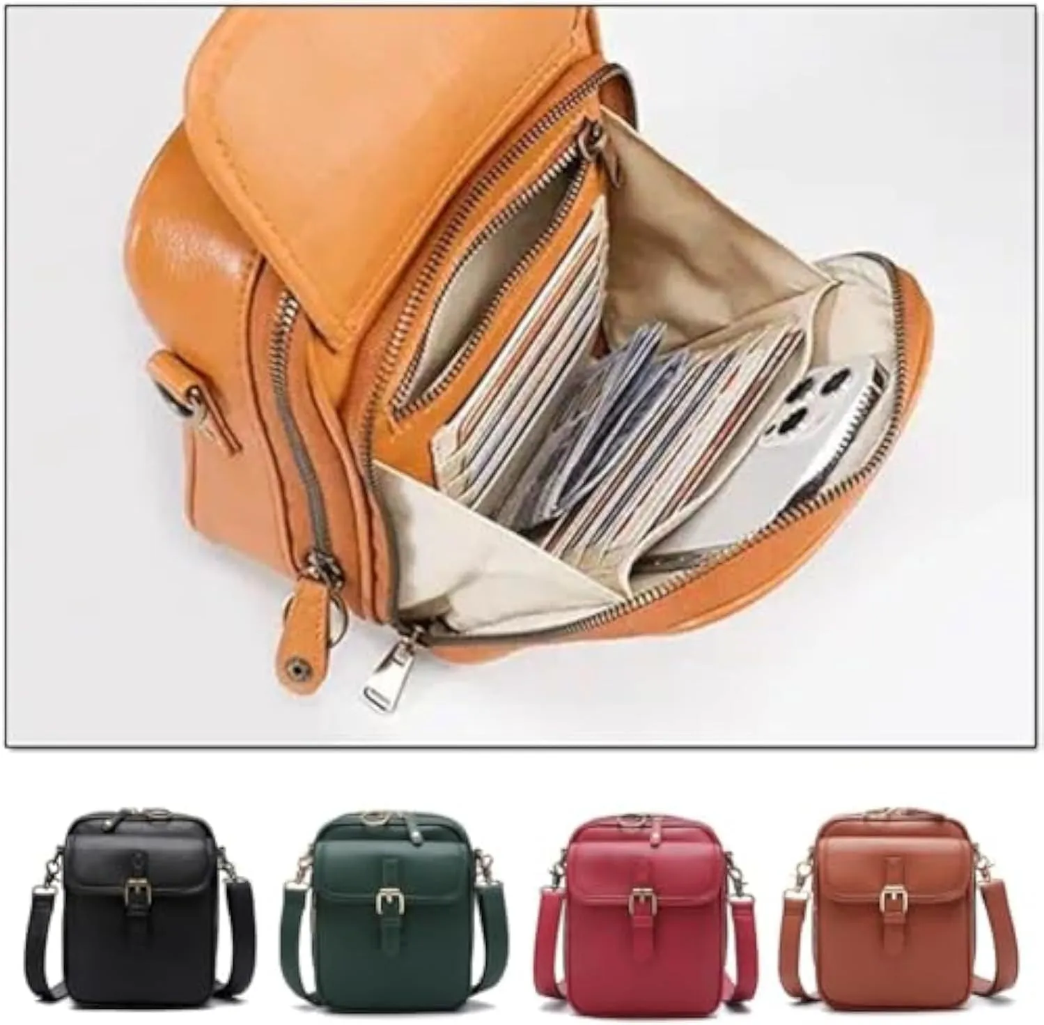 Forcipower Crossbody Leather Bag, Zealburst Crossbody Bag with Earphone Bags Pendant