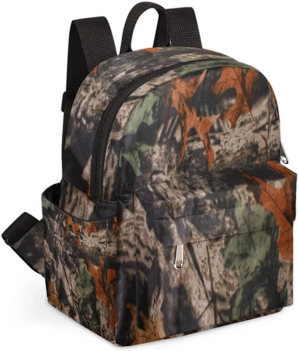 Forest Tree Camo Mini Backpack Purse for Women, Leaves Camouflage Lightweight Small Backpack Casual Travel Bag Daypack for Girls Children Teens Adult School Backpack