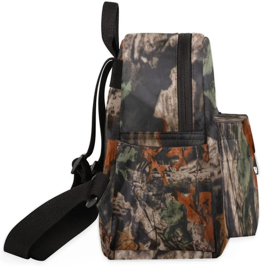 Forest Tree Camo Mini Backpack Purse for Women, Leaves Camouflage Lightweight Small Backpack Casual Travel Bag Daypack for Girls Children Teens Adult School Backpack