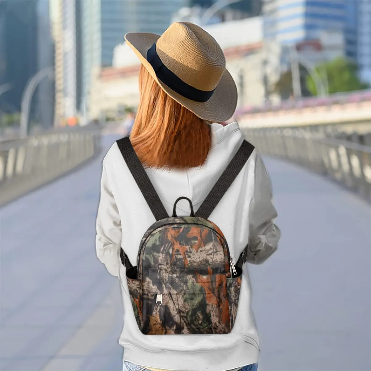 Forest Tree Camo Mini Backpack Purse for Women, Leaves Camouflage Lightweight Small Backpack Casual Travel Bag Daypack for Girls Children Teens Adult School Backpack
