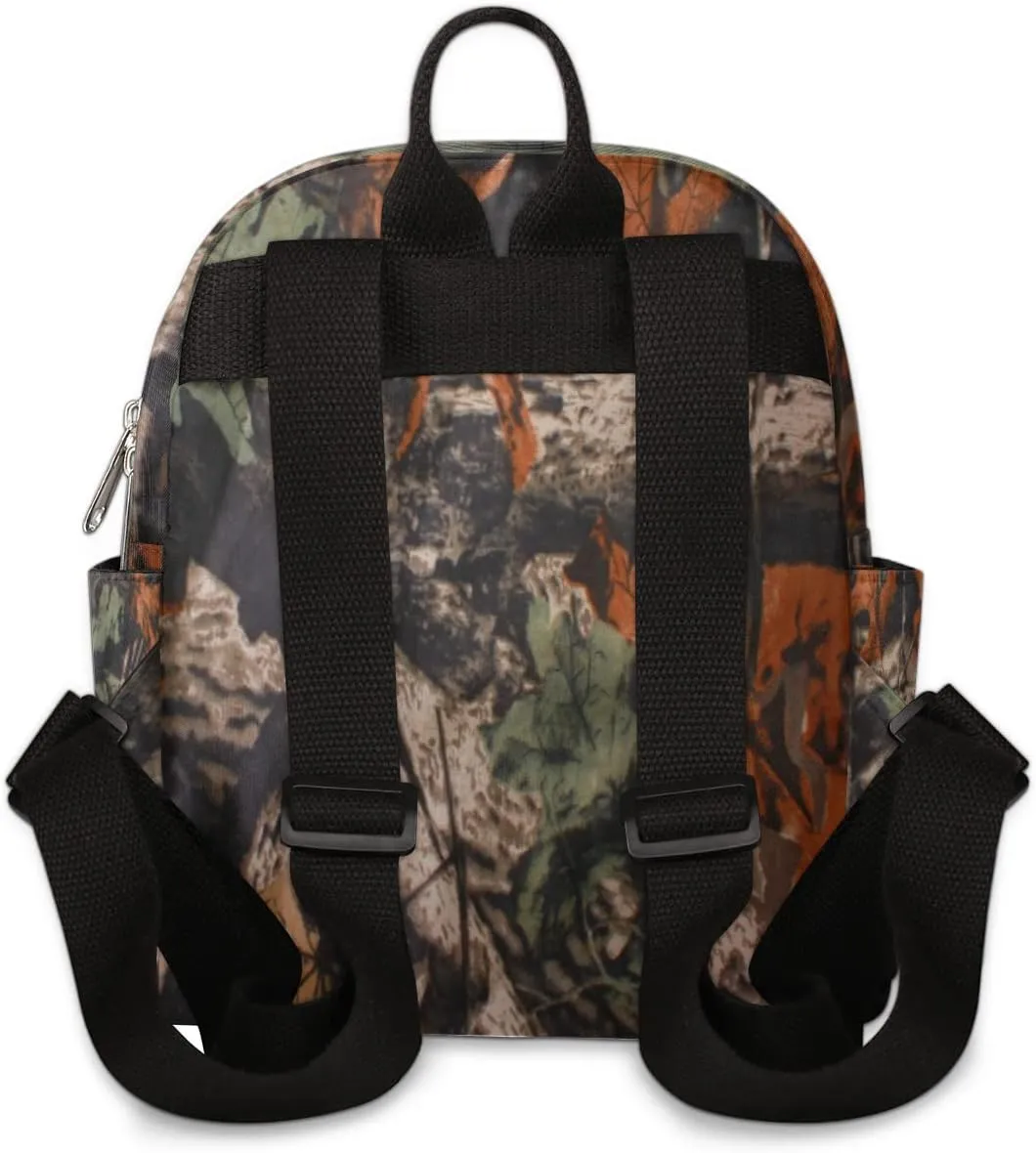 Forest Tree Camo Mini Backpack Purse for Women, Leaves Camouflage Lightweight Small Backpack Casual Travel Bag Daypack for Girls Children Teens Adult School Backpack