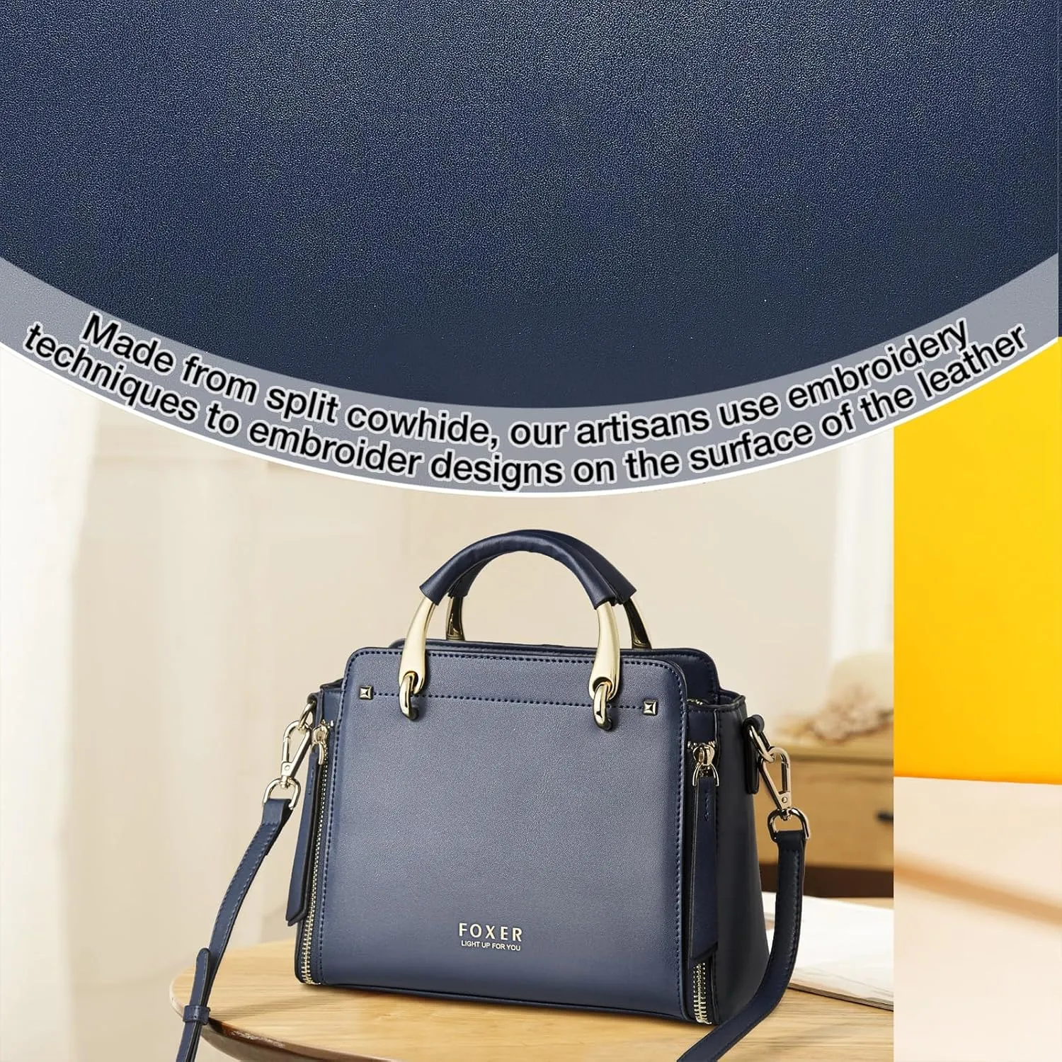 FOXLOVER Crossbody Bags for Women Satchel Handbags Medium Size Women's Top-Handle Shoulder Handbag with Zipper Pocket