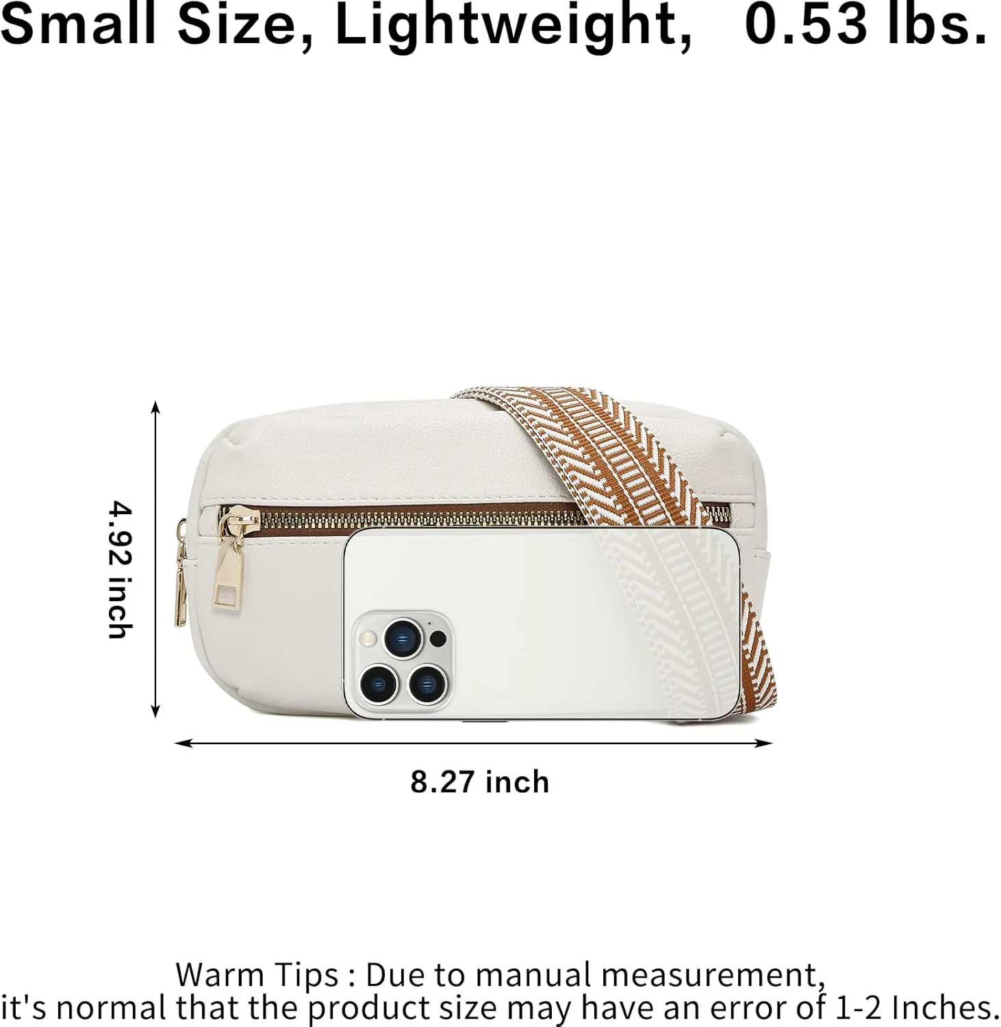 FOXLOVER Small Fanny Packs for Women Trendy Soft Leather Waist Pack Lightweight Crossbody Bag Sling Chest Bag for Travel