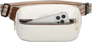 FOXLOVER Small Fanny Packs for Women Trendy Soft Leather Waist Pack Lightweight Crossbody Bag Sling Chest Bag for Travel