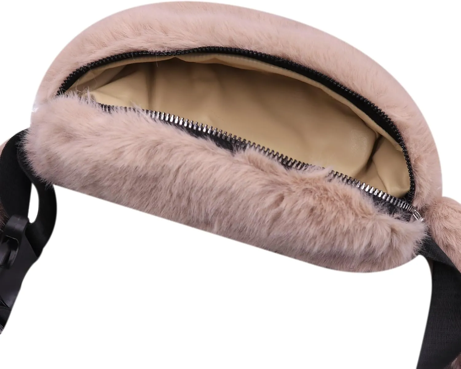 Fuzzy Fanny Pack for Women Faux Fur Belt Bum Bag with Adjustable Strap Waist Pouch Casual Crossbody Purse for Travel