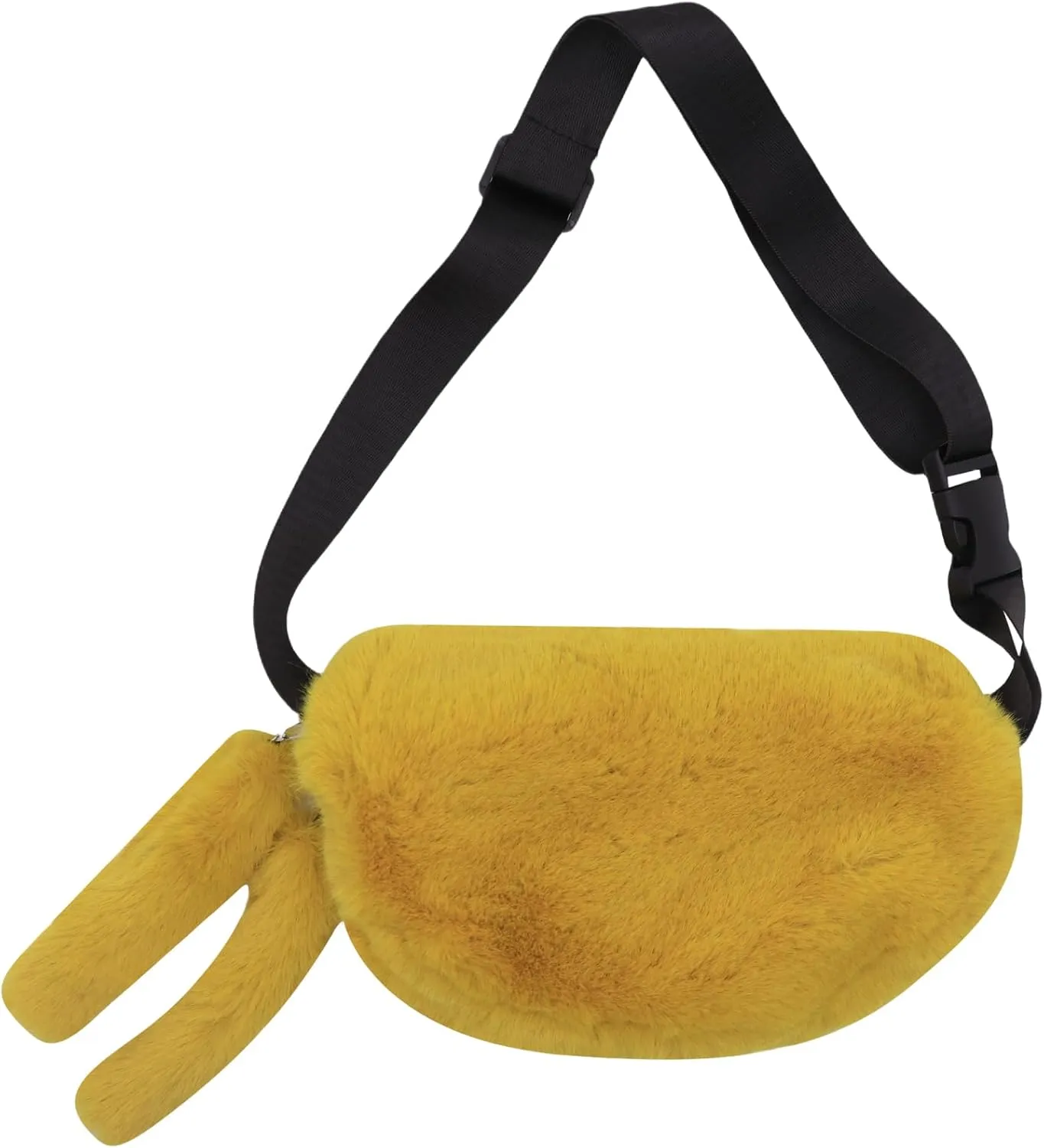 Fuzzy Fanny Pack for Women Faux Fur Belt Bum Bag with Adjustable Strap Waist Pouch Casual Crossbody Purse for Travel