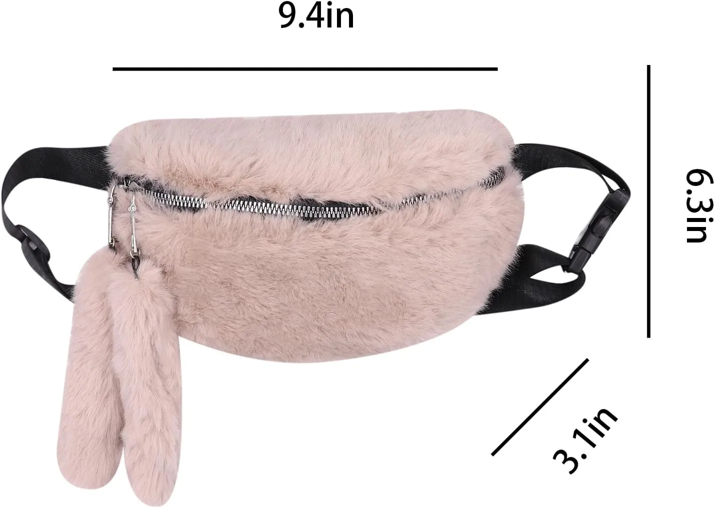 Fuzzy Fanny Pack for Women Faux Fur Belt Bum Bag with Adjustable Strap Waist Pouch Casual Crossbody Purse for Travel