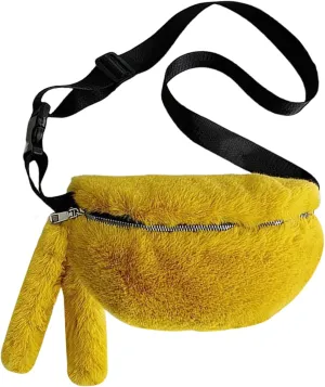Fuzzy Fanny Pack for Women Faux Fur Belt Bum Bag with Adjustable Strap Waist Pouch Casual Crossbody Purse for Travel