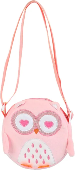 Fuzzy Owl Crossbody Purse Cute Plush Shoulder Bag for Girls Cartoon Animal Round Purse Coin Purse Kawaii Wallet