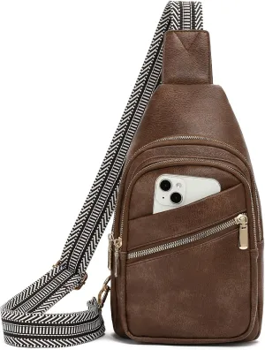 GAEKEAO Sling Bag for Women Vegan Leather Crossbody Bags Fanny Pack Chest Pack Small Backpack Travel Purse Shoulder Bag