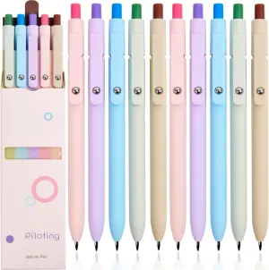 Gel Pens School Office Supplies - 10 Pcs 0.7mm Cute Black Ink Ballpoint, Macaron Colored Fine Point Pen, Desk Accessories for Women College Teacher, Pastel Smooth Writing Pen for Journaling Gifts