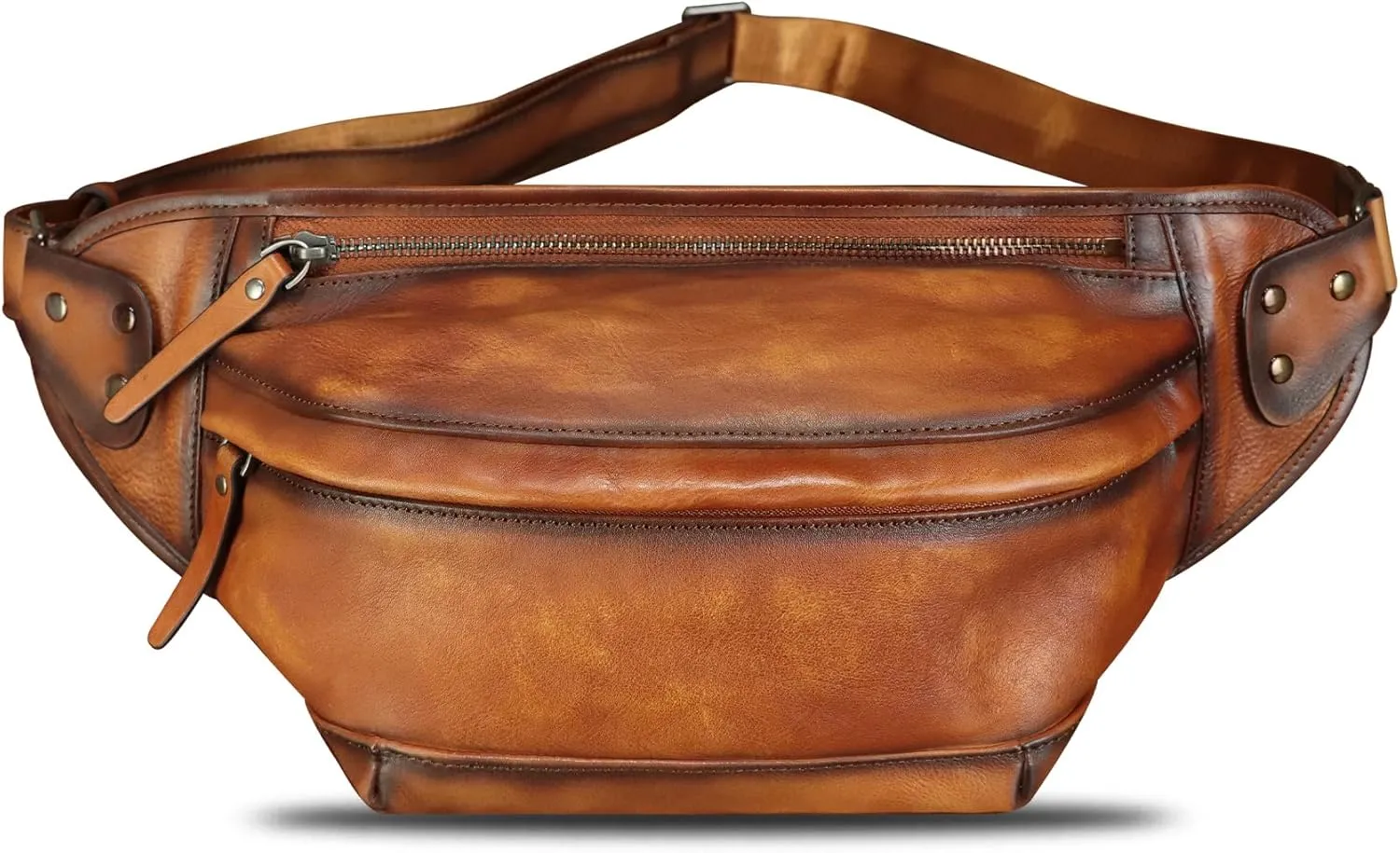 Genuine Leather Fanny Packs for Men and Women Hip Waist Bag Real Leather Fanny Bag Sling Bag Crossbody Chest Purses (Brown)