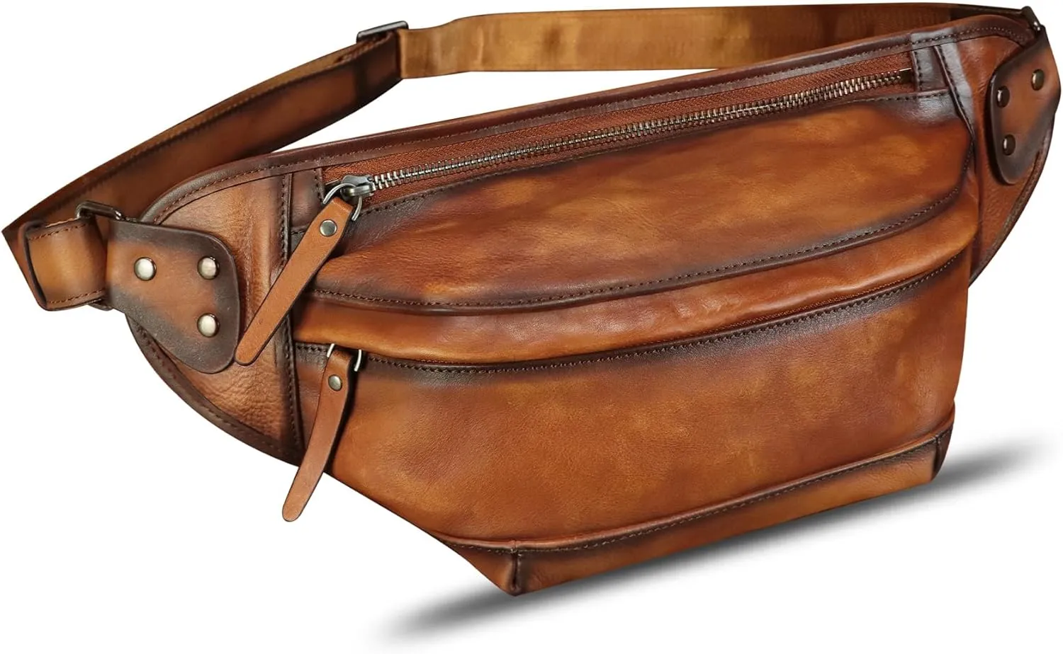 Genuine Leather Fanny Packs for Men and Women Hip Waist Bag Real Leather Fanny Bag Sling Bag Crossbody Chest Purses (Brown)