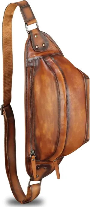 Genuine Leather Fanny Packs for Men and Women Hip Waist Bag Real Leather Fanny Bag Sling Bag Crossbody Chest Purses (Brown)