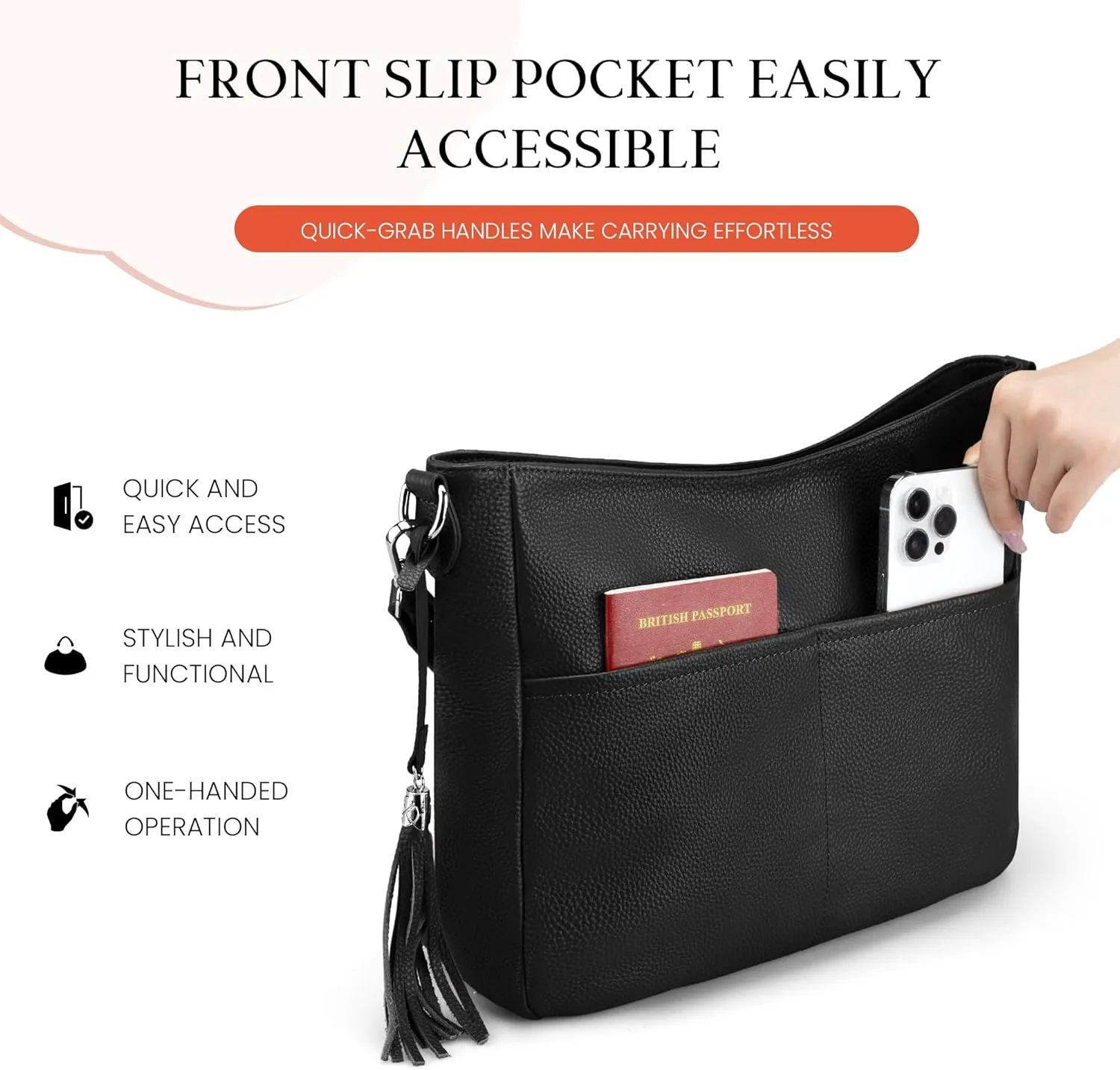 Genuine Leather Purse for Women, Soft Leather Crossbody Hobo Bag with 2 Removable Straps Womens Purses and Handbags