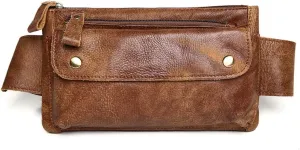 Genuine Leather Waist Bag Vintage Crossbody Fanny Pack Bum Bag for Sport Hiking Traveling Climbing