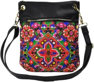 Geometric Embroidered Mini Square Crossbody Bag For Women Stylish Shoulder Bag