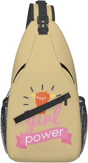 Girl Power Crossbody Bags For Women Men Chest Backpack Gym Shoulder Bag Travel Outdoor Sports Casual Crossbody Bags