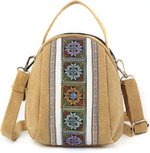 Goodhan Canvas Crossbody Bag Embroidered Cell phone Purse Small Handbag for Women, Yellow