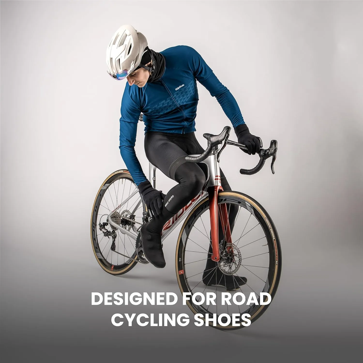 GripGrab Flandrien Waterproof Knitted Road Cycling Shoe Covers High Cut Windproof Insulating Zipperless Aero Overshoes