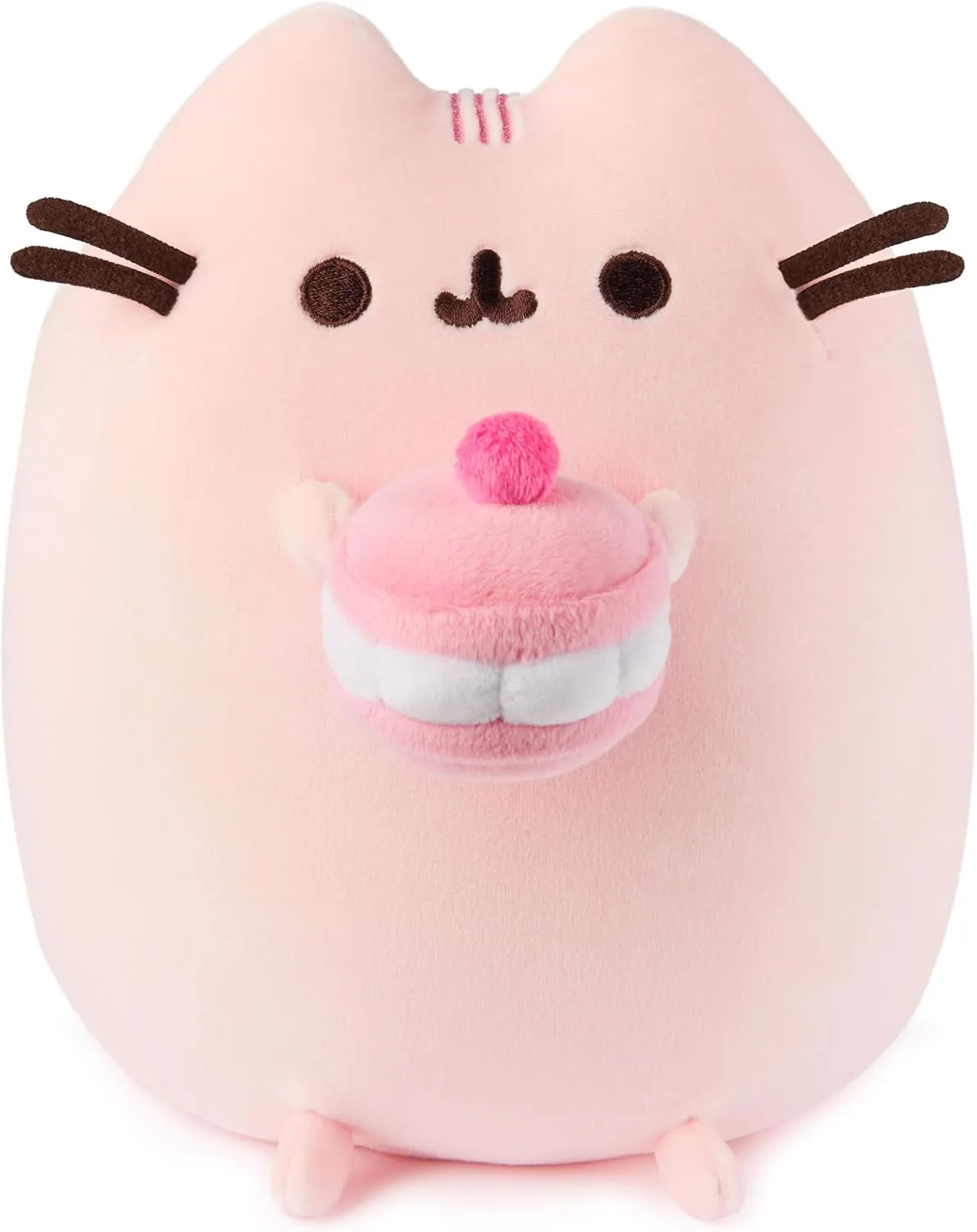 GUND Pusheen Cherry Macaron Squisheen Plush, Squishy Toy, Collectible Dessert Food Toy, Cat Stuffed Animal for Ages 8 and Up, Pink, 9.5”