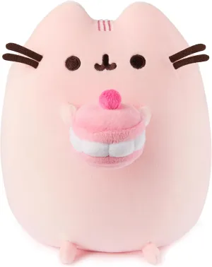 GUND Pusheen Cherry Macaron Squisheen Plush, Squishy Toy, Collectible Dessert Food Toy, Cat Stuffed Animal for Ages 8 and Up, Pink, 9.5”