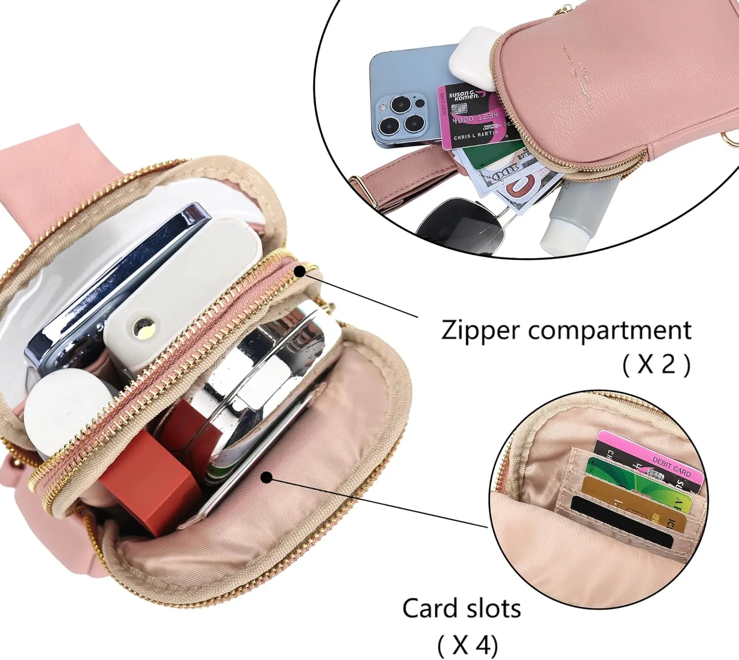 Haytijoe Touchscreen Sling Bag for Women Travel Crossbody Cell Phone Purse Anti Theft Cross Body Bag for Woman