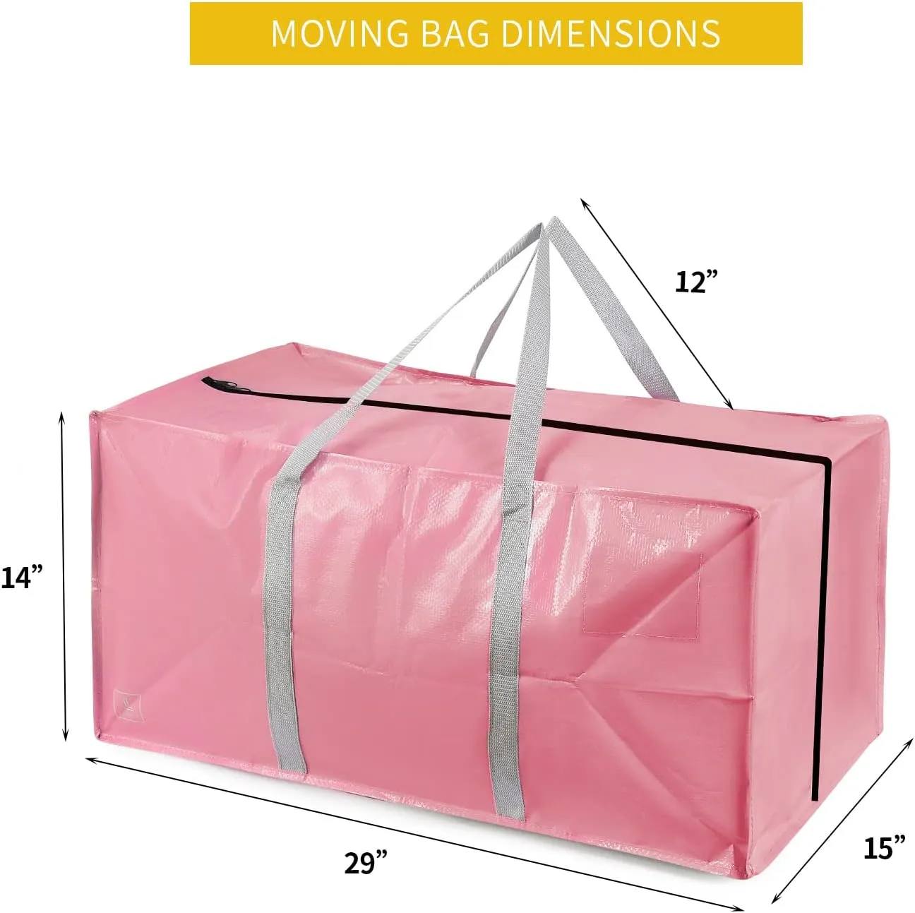 Heavy Duty Extra Large Moving Bags with Extra Long Handles -Includes Backpack Straps - Easy Storage For Space Saving (Pink-6 Bag)