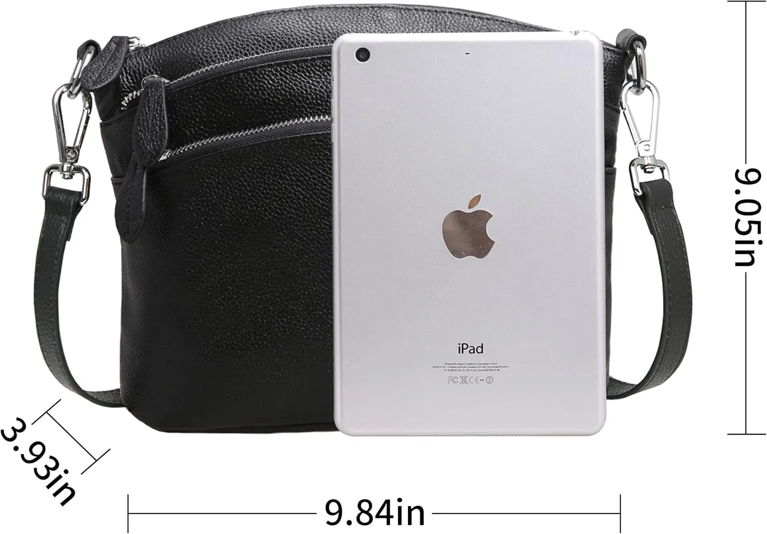HESHE Leather Crossbody Bags Purses for Women Small Functional Multi Pocket Cross Body Purses Shoulder Satchel Handbags