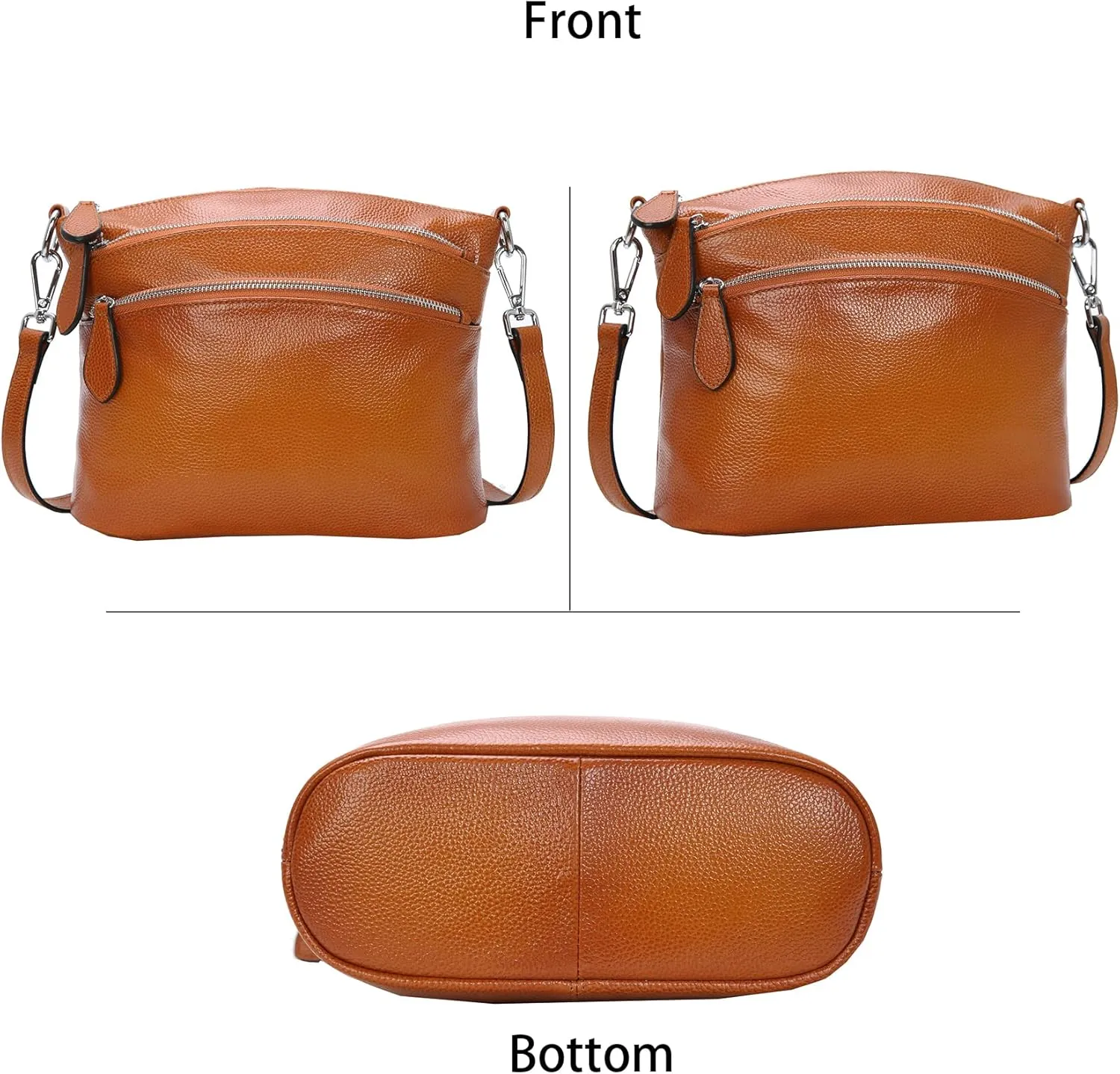 HESHE Leather Crossbody Bags Purses for Women Small Functional Multi Pocket Cross Body Purses Shoulder Satchel Handbags