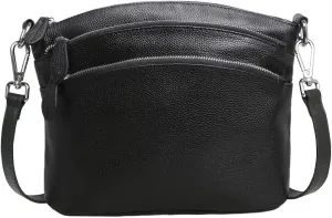 HESHE Leather Crossbody Bags Purses for Women Small Functional Multi Pocket Cross Body Purses Shoulder Satchel Handbags