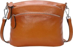 HESHE Leather Crossbody Bags Purses for Women Small Functional Multi Pocket Cross Body Purses Shoulder Satchel Handbags