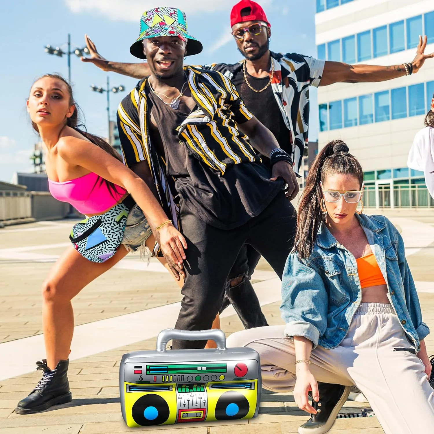 Hicarer 6 Pieces Hip Hop Costumes 80s/90s Outfits Accessories for Women Men Rapper DJ Costume Halloween Cosplay
