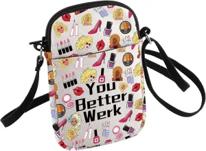 HOLLP Drag Race Inspired Gift Drag Queen Crossbody Bag You Better Werk Small Sling Bag Pride Gift for Women