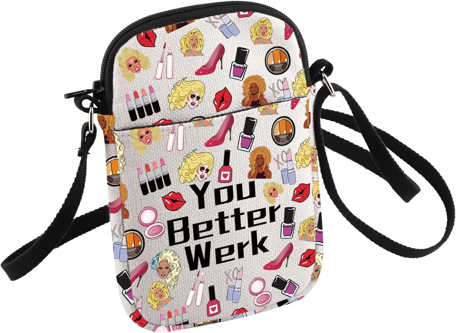 HOLLP Drag Race Inspired Gift Drag Queen Crossbody Bag You Better Werk Small Sling Bag Pride Gift for Women
