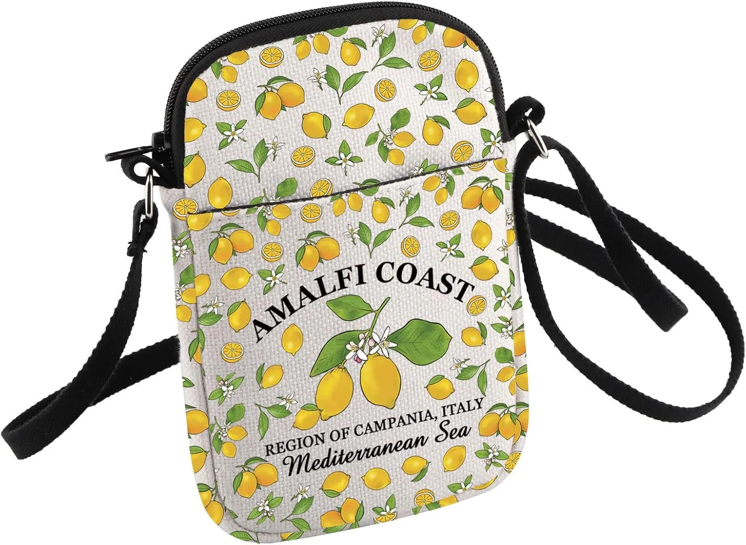 HOLLP Italy Lemons Crossbody Bag South Italy Gift Amalfi Coast Travel Small Sling Backpack Romantic Travel Souvenir Gift