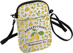 HOLLP Italy Lemons Crossbody Bag South Italy Gift Amalfi Coast Travel Small Sling Backpack Romantic Travel Souvenir Gift