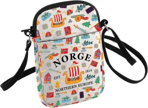 HOLLP Norway Travel Crossbody Bag Norwegian Gift NorgeSmall Sling Bag Souvenirs Gift Norway Pride Gift