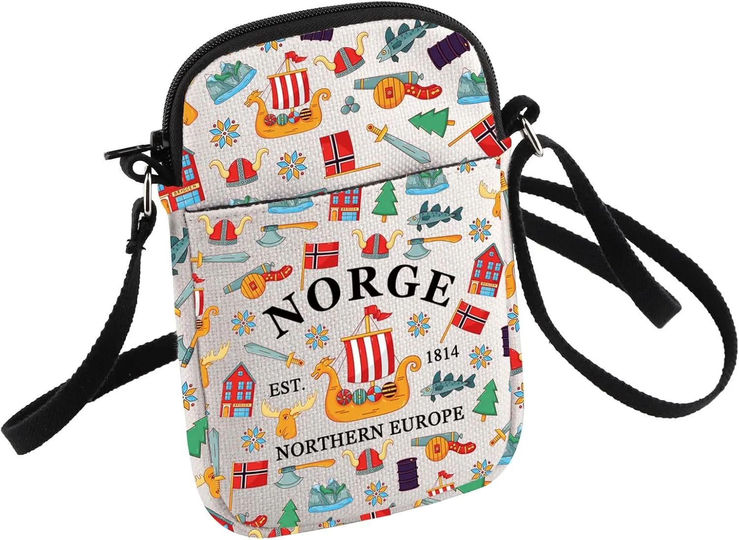 HOLLP Norway Travel Crossbody Bag Norwegian Gift NorgeSmall Sling Bag Souvenirs Gift Norway Pride Gift