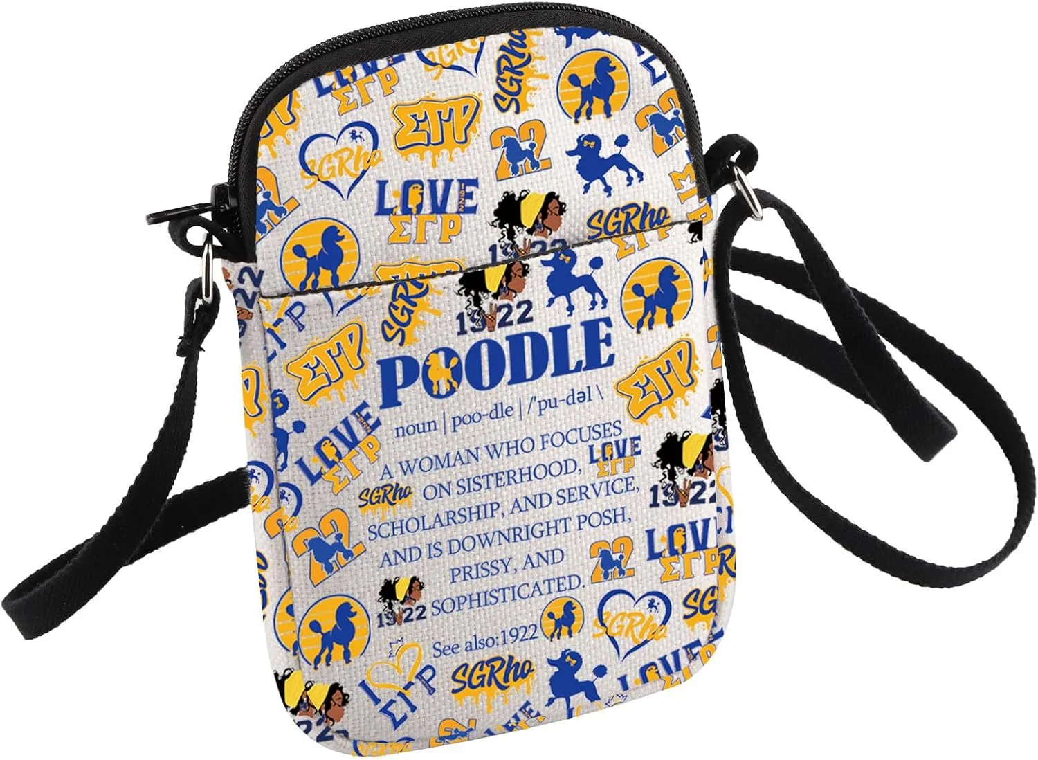 HOLLP SGRHO Sorority Crossbody Bag 1922 Gift Poodle Small Sling Bag Greek Letters Sorority Merch Gift