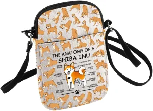 HOLLP Shiba Inu Lovers Gift The Anatomy of a Shiba Inu Crossbody Bag Dog Owner Small Sling Bag