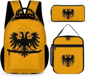 Holy Roman Empire 3 Pieces Backpack Set with Lunch Bag Pencil Case Travel Daypack Lunch Tote Bags Purse