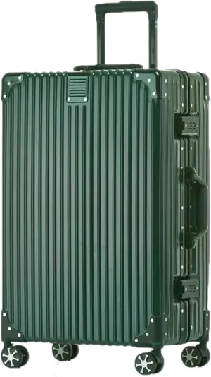 HotWay 28 Inch Checked in Luggage with Aluminum Frame, PC Hard Shell Suitcase with Spinner Wheels and TSA Lock, Large Suitcase for Travel, Green