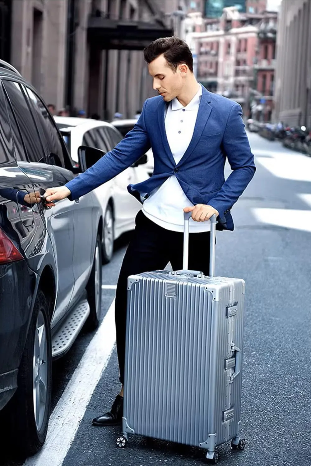 HotWay 28 Inch Checked in Luggage with Aluminum Frame,PC Hard Shell Suitcase with Spinner Wheels and TSA Lock, Large Suitcase for Travel