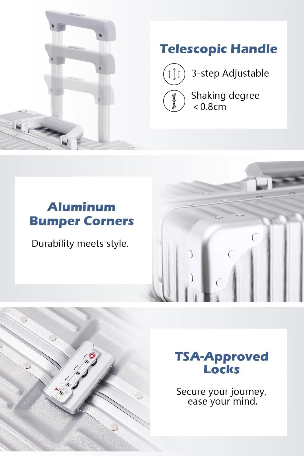 HotWay All Aluminum Carry On Luggage, 20 Inch Hard Shell Suitcase with Spinner Wheels and TSA Lock, Luggage for Travel (22x14x9 Airline Approved)