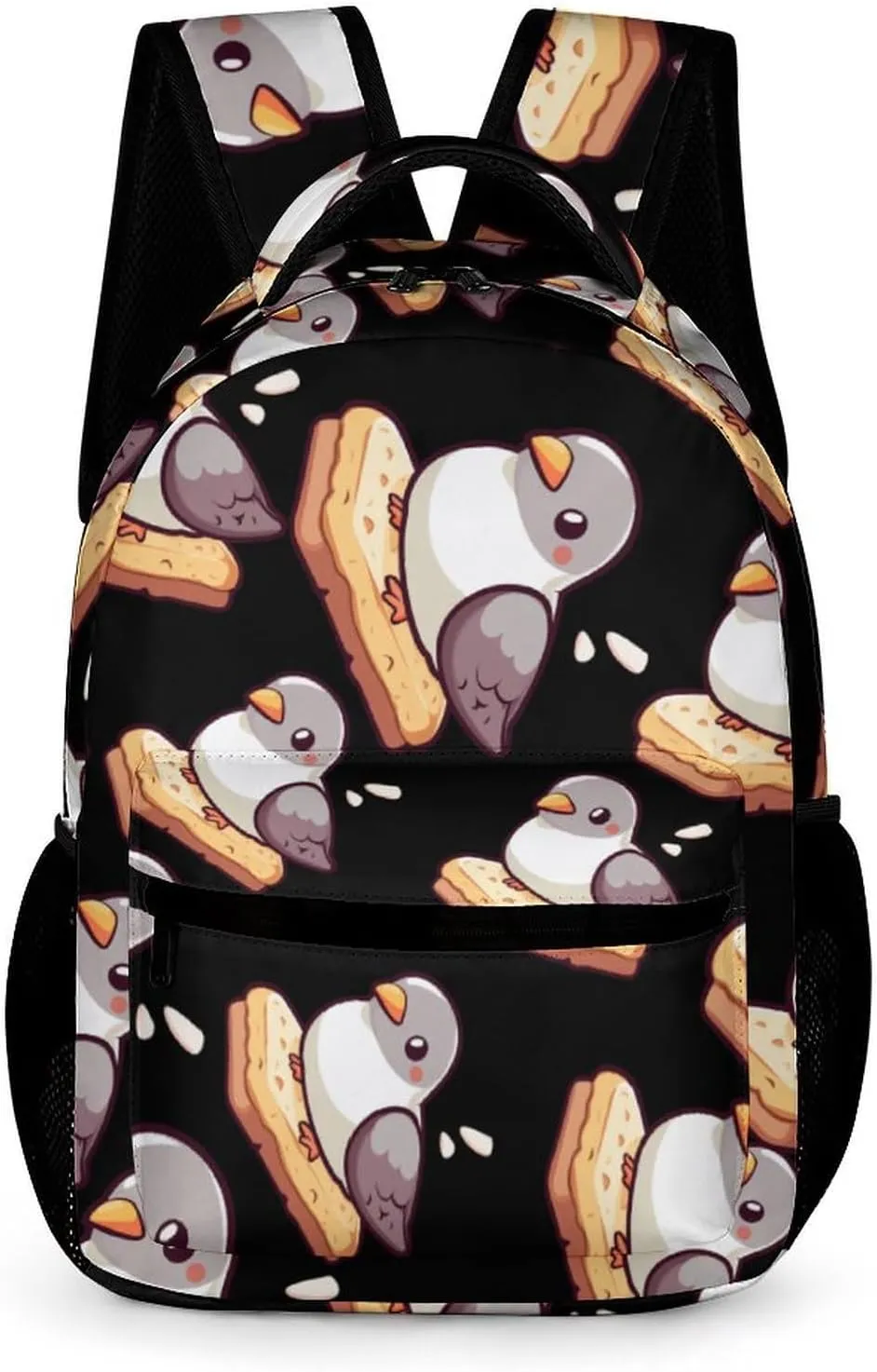 Hungry Pigeons Cute Backpack Travel Work Bag with Water Bottle Pocket Adjustable Padded Shoulder Straps Daypack