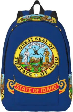 Idaho State Flag Print Laptop Backpack For Women Travel Canvas Bookbag For Men Outdoor Fashion Casual Daypack, Small, SB-122
