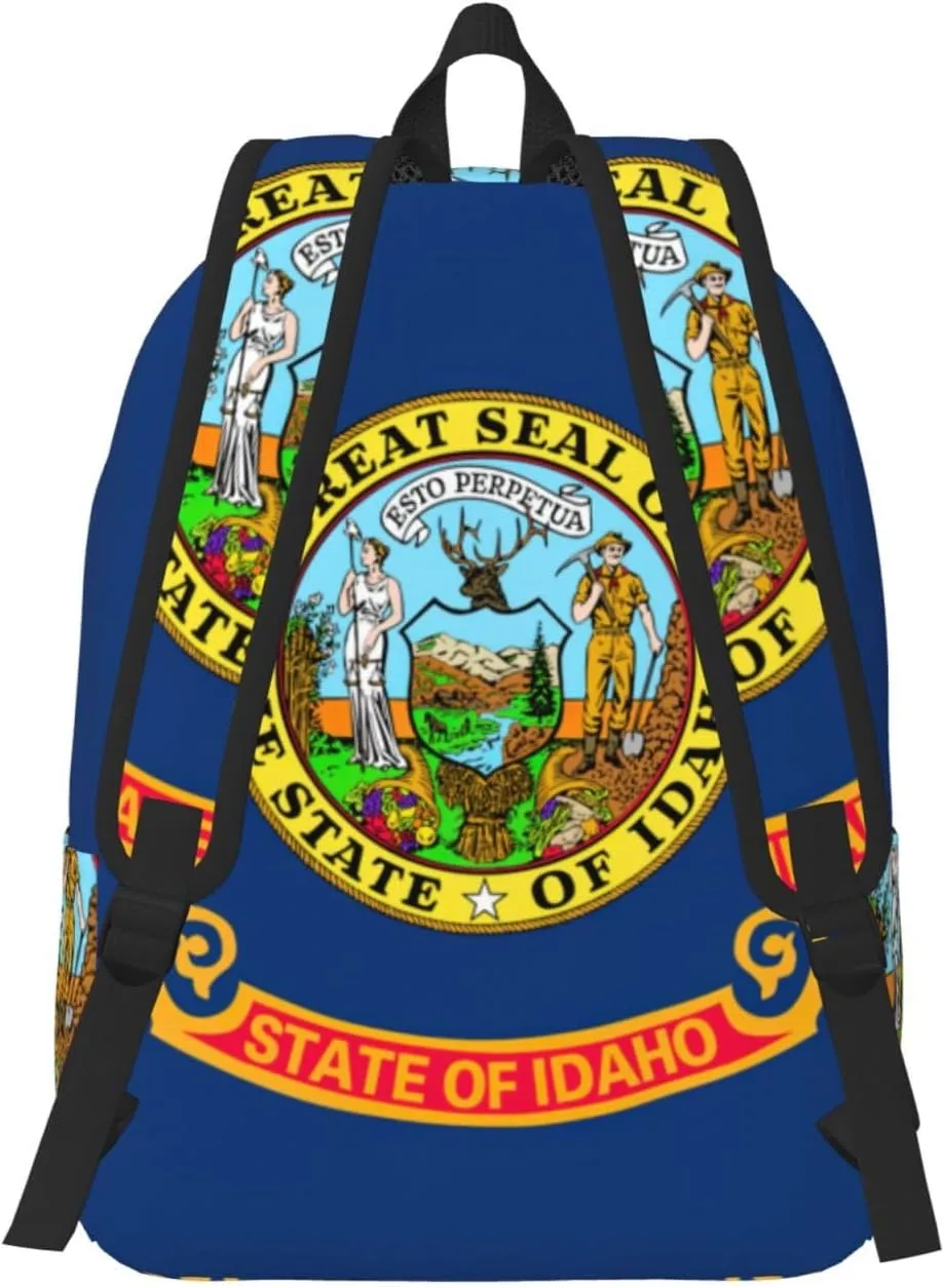 Idaho State Flag Print Laptop Backpack For Women Travel Canvas Bookbag For Men Outdoor Fashion Casual Daypack, Small, SB-122