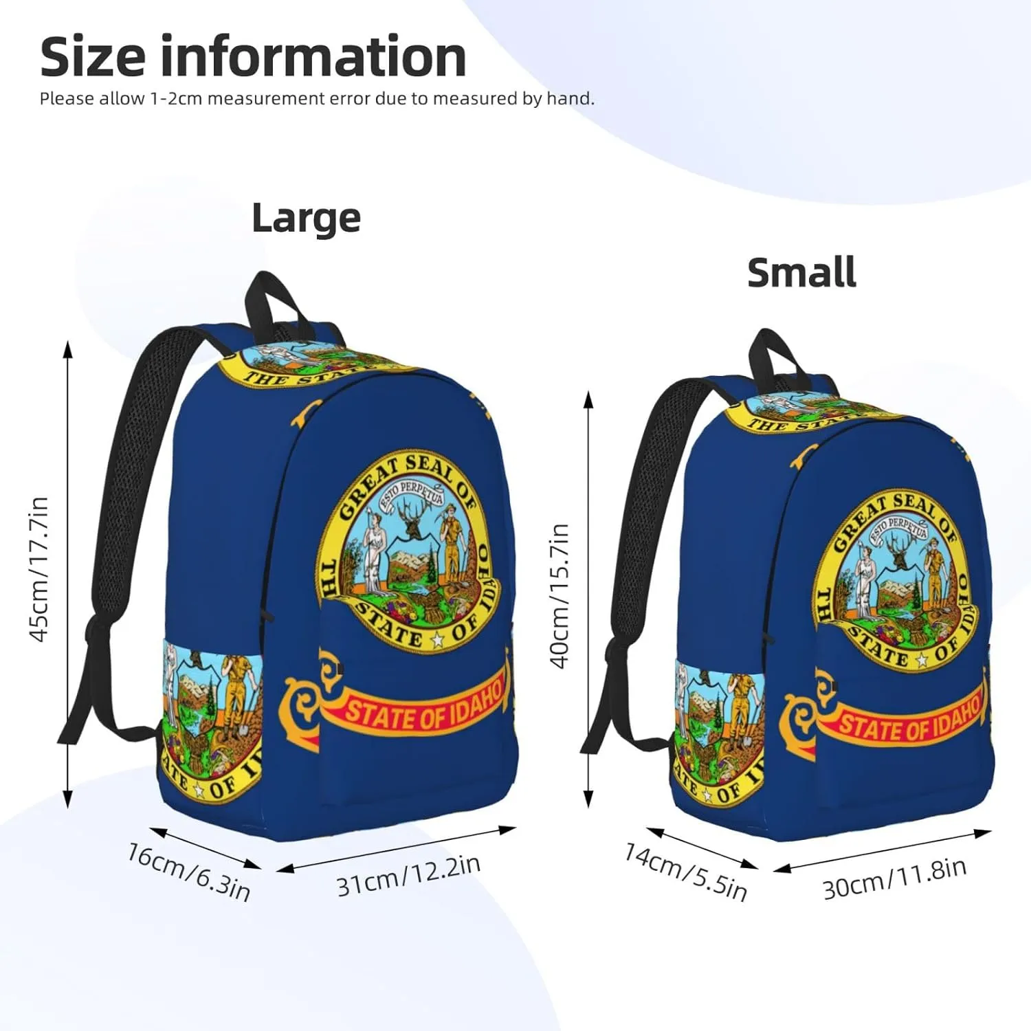 Idaho State Flag Print Laptop Backpack For Women Travel Canvas Bookbag For Men Outdoor Fashion Casual Daypack, Small, SB-122