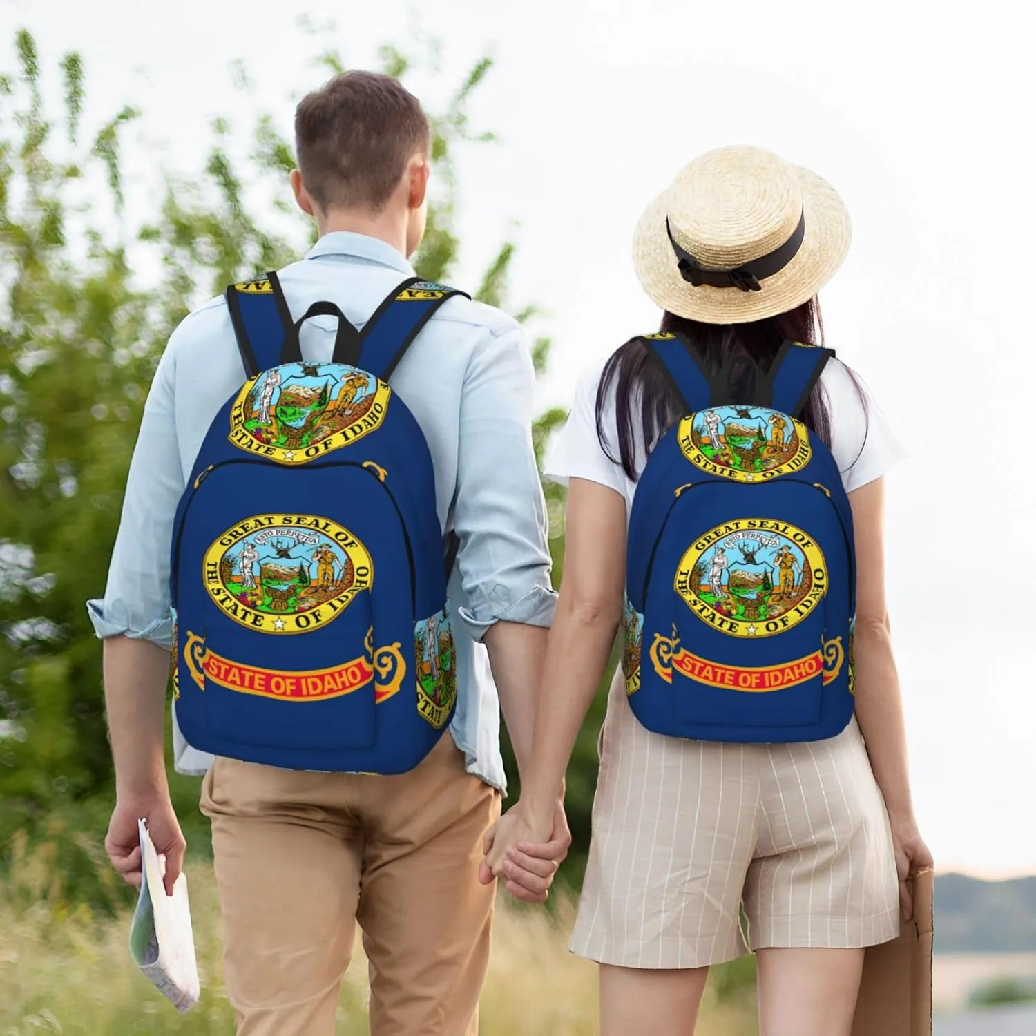 Idaho State Flag Print Laptop Backpack For Women Travel Canvas Bookbag For Men Outdoor Fashion Casual Daypack, Small, SB-122